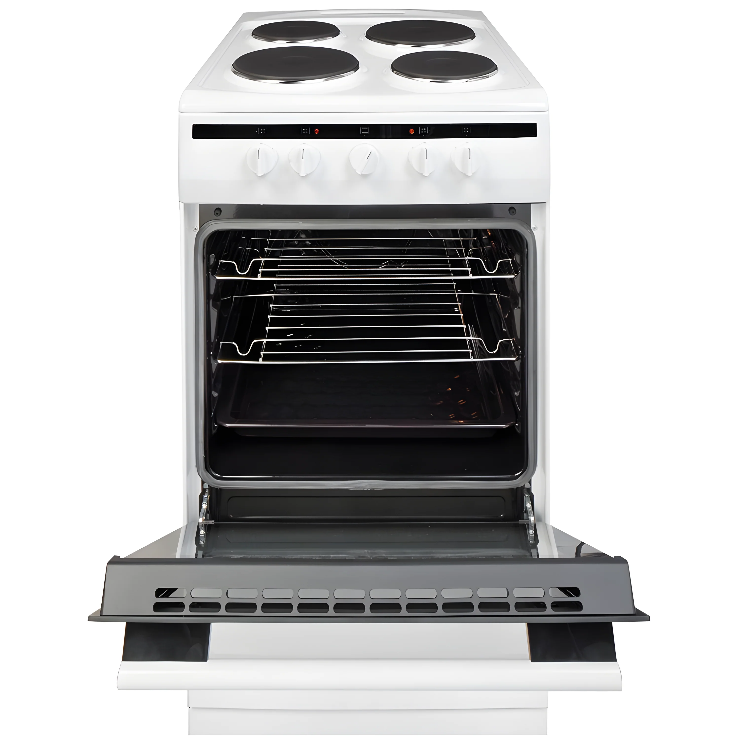 Amica 508EE1W - White 50cm Freestanding Electric Cooker - 4 Zone Solid Plate - 67L - A Energy Rating - Image 4