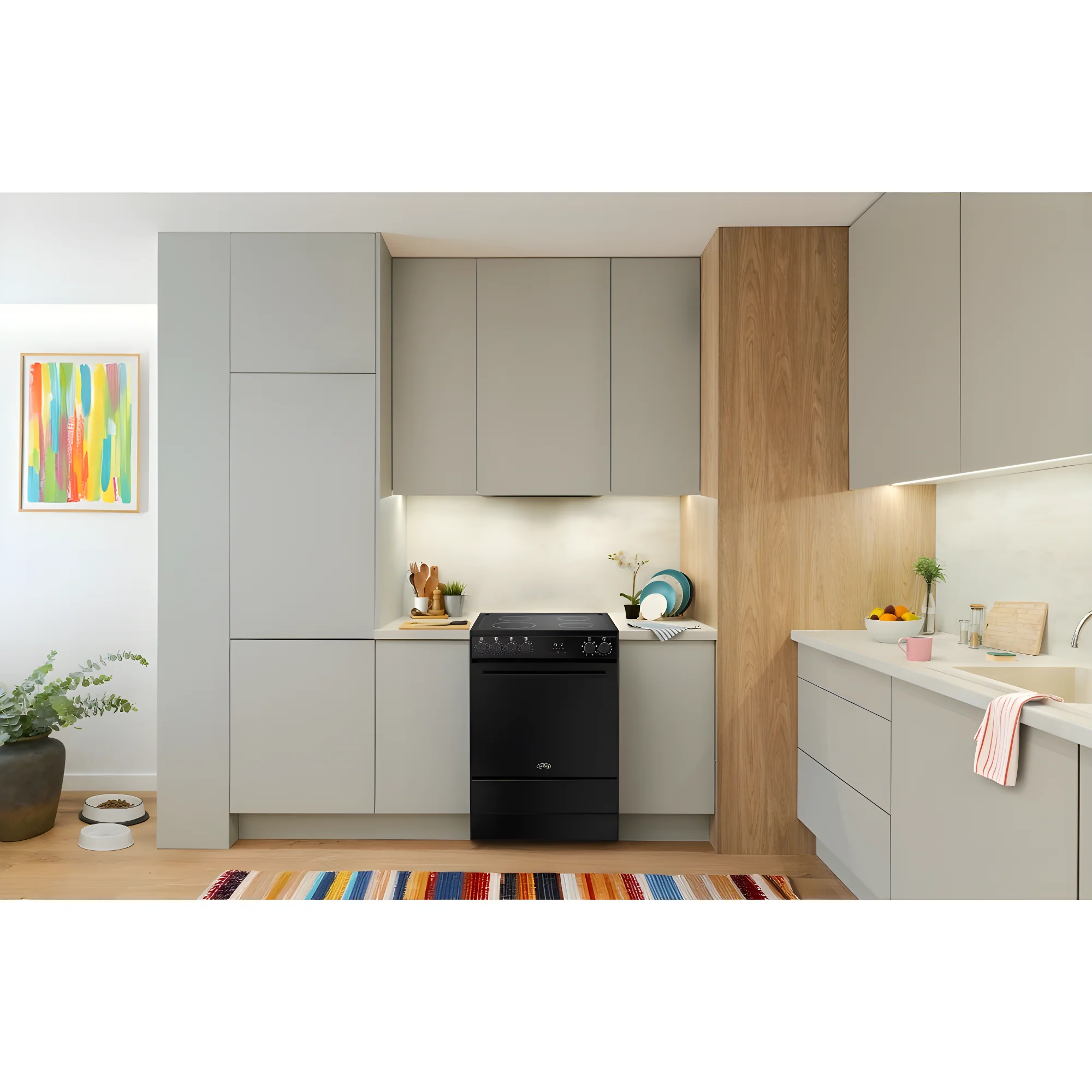 Belling BEL FSA VISION SGL 60Ei BLK 444412053 - Black Induction Electric Cooker - 68L Single Oven - A Energy Rating - Image 2