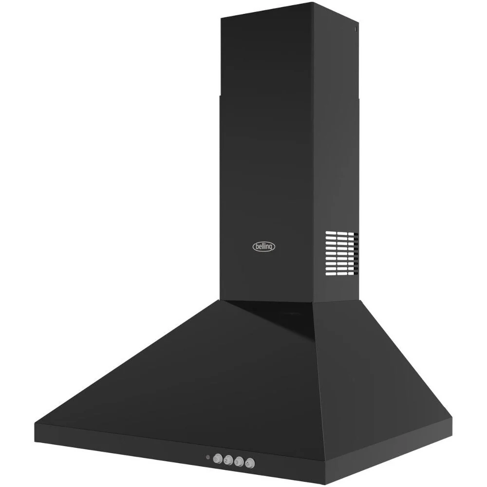Belling CHIM 603PYR BLK 444411681 - Black Chimney Cooker Hood - 600 m³/h - C Energy Rating