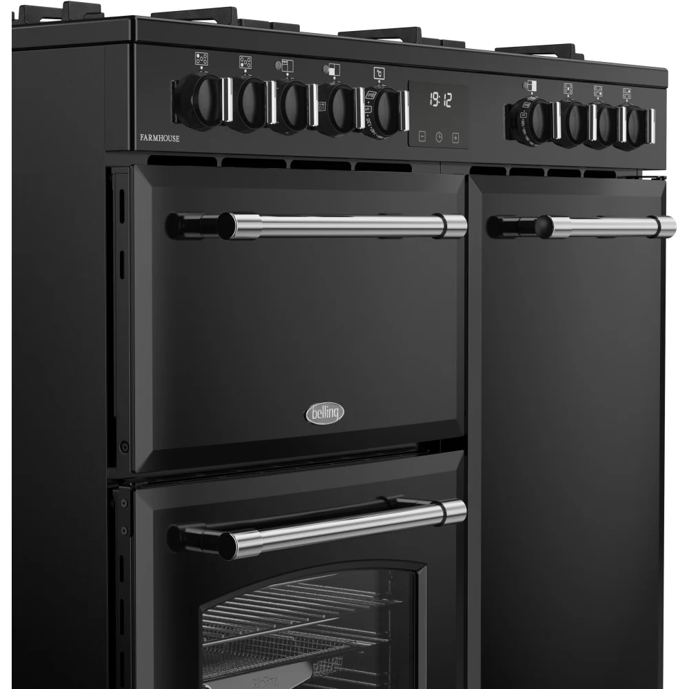 Belling Farmhouse 90DF 444411820 - Black 90cm Dual Fuel Range Cooker - 174L Capacity - A Energy Rating - Image 5
