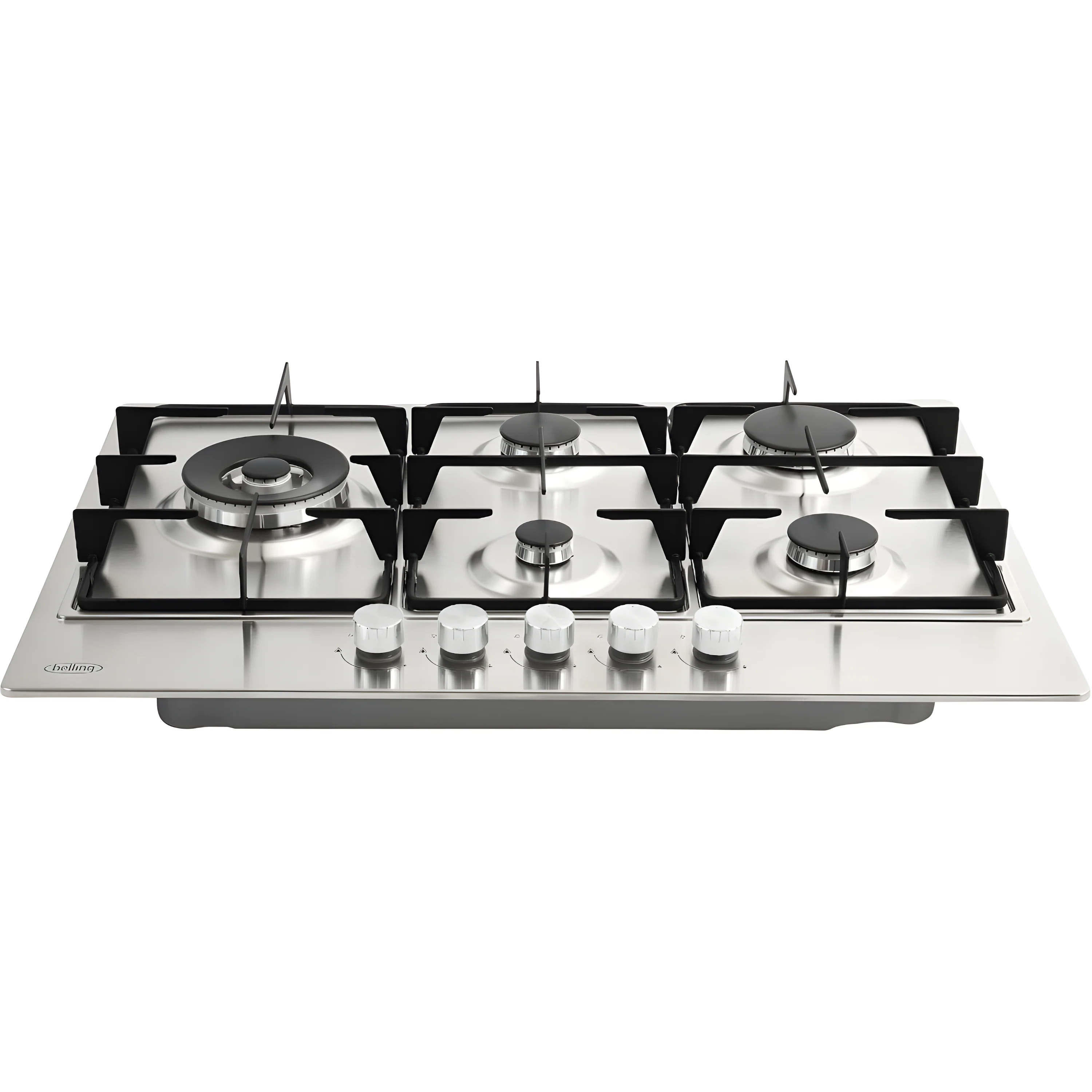 Belling GHU753RI 444411638 - Stainless Steel 75cm 5 Burner Gas Hob - 3.6kW Wok Burner - Image 2