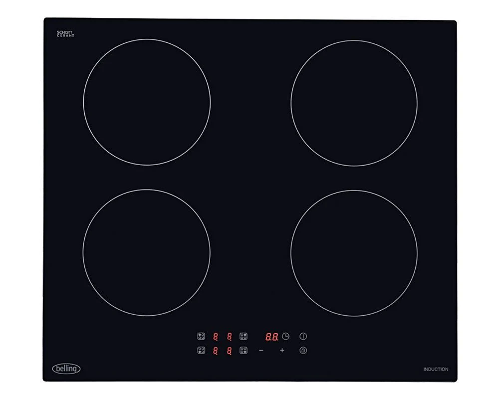 Belling IHT6013 BLK 444410125 - Black 4 Zone Electric Hob 13amp plug and lead fitted plug and play