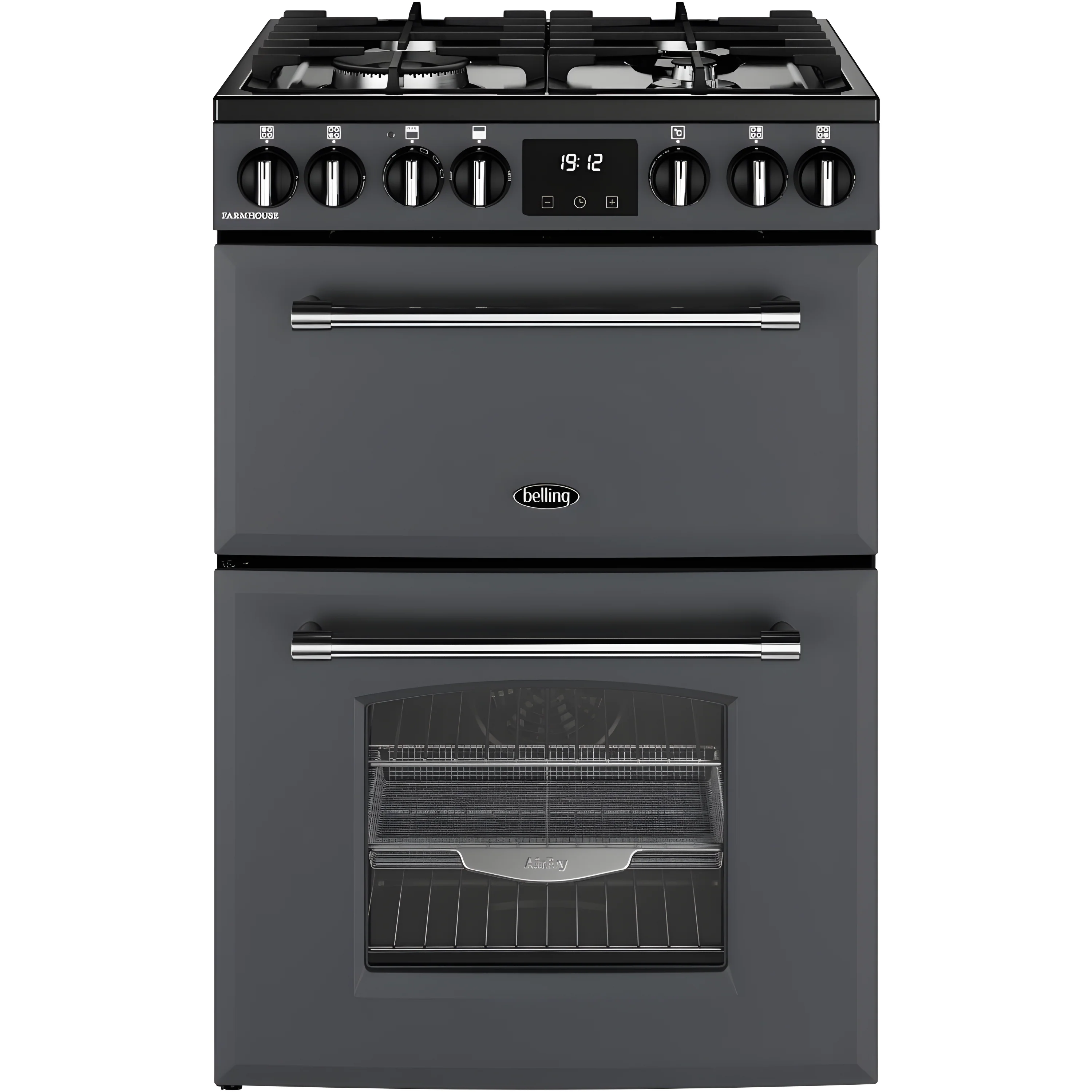 Belling MRA FARMHOUSE 60 444411812 - Grey Dual Fuel Cooker - 33/70L Ovens - AirFry - A Energy