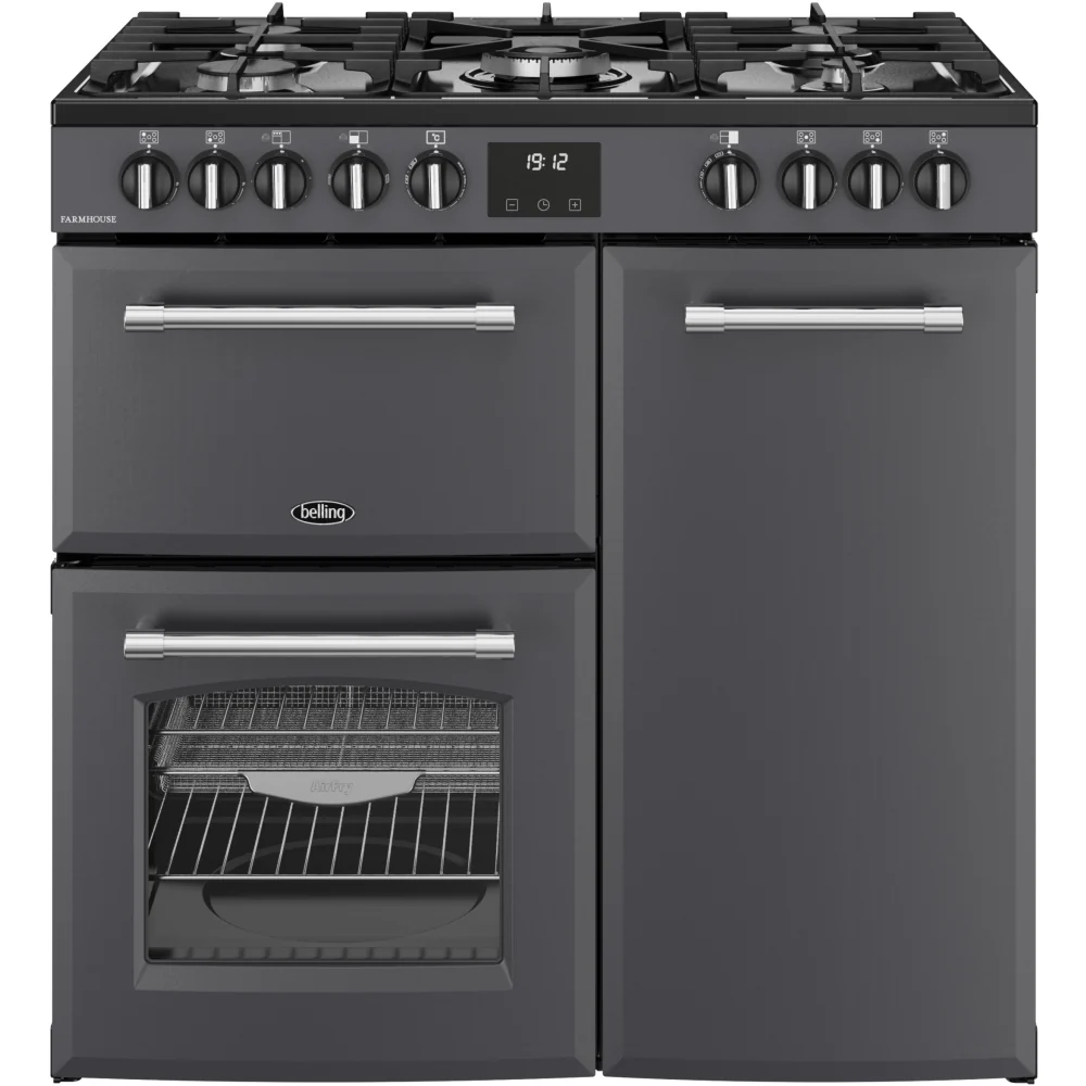 Belling RCA FARMHOUSE 90DF A 444411819 - Grey 90cm Dual Fuel Range Cooker - 174L - A Energy