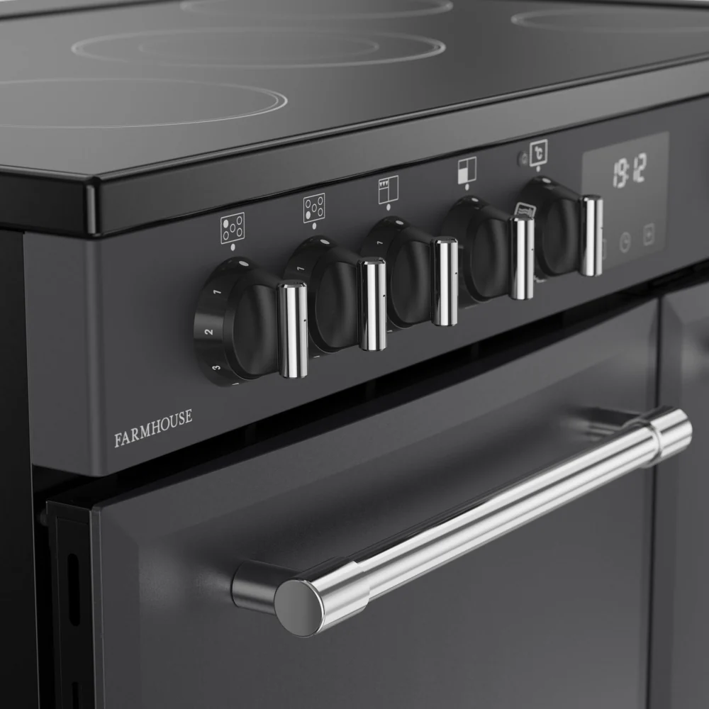 Belling RCA FARMHOUSE 90E AN 444411816 - Grey 90cm Range Cooker - 2 Ovens, 174L Capacity, 5 Zones, A Energy Rating - Image 4