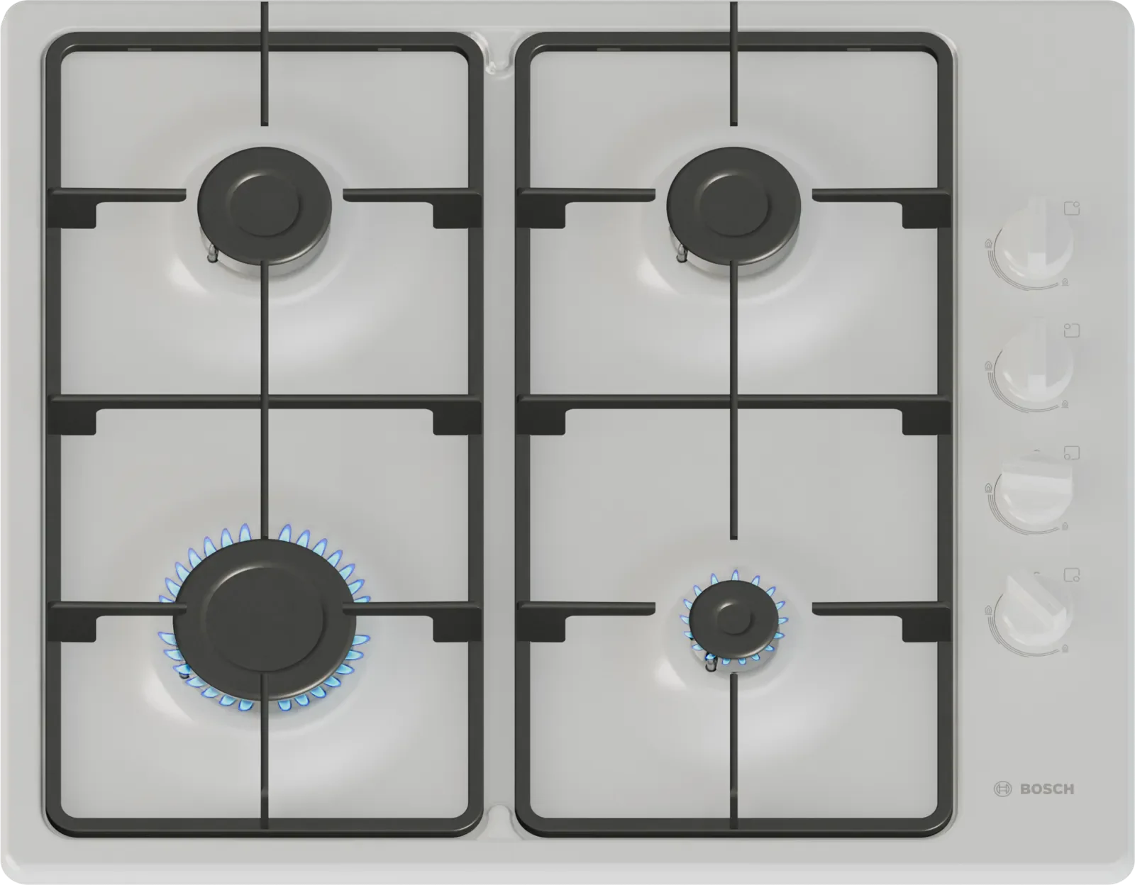 Bosch Series 2 PBP6B2K60 - White Gas Hob - 60cm - 4 Cooking Zones
