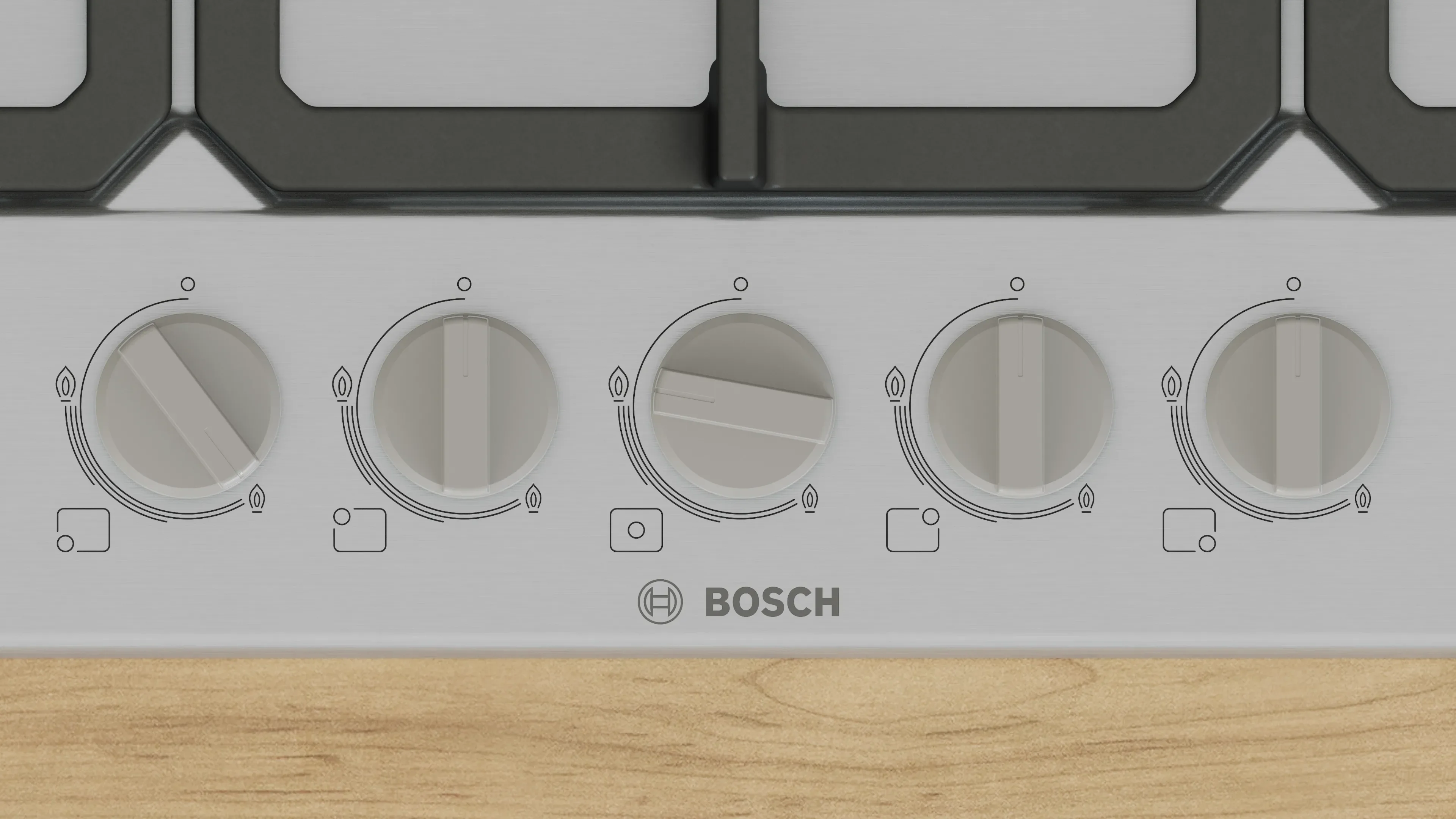 Bosch Series 4 PGQ7B5K90 - Stainless Steel 75cm Gas Hob - 5 Cooking Zones - Image 2