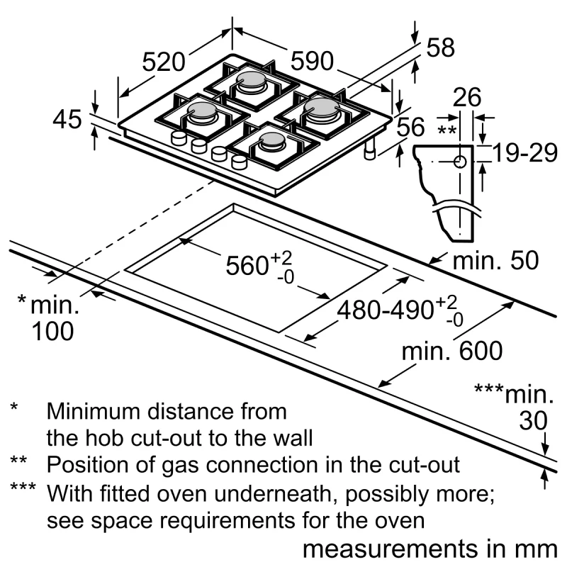 Bosch Series 4 PNP6B6B90 - Black 4 Zone Gas Hob - Image 5