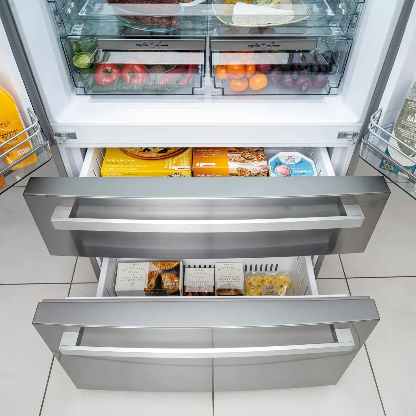 Caple CAFF43 - Stainless Steel American Fridge Freezer - 398L/211L - F Energy - Image 3