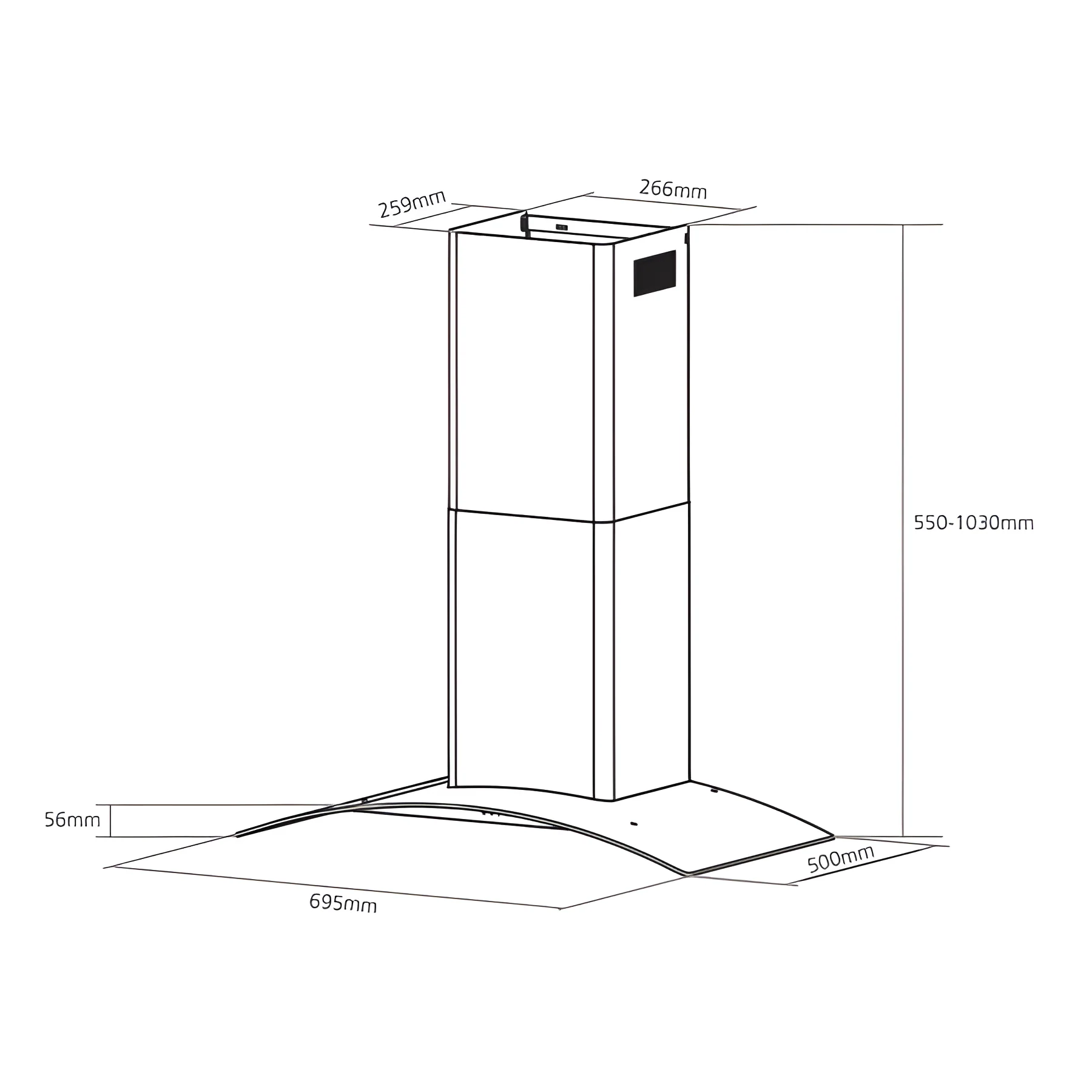 Caple CGC711BK - Black Glass Chimney Hood - 70cm - C Energy Rating - Image 2