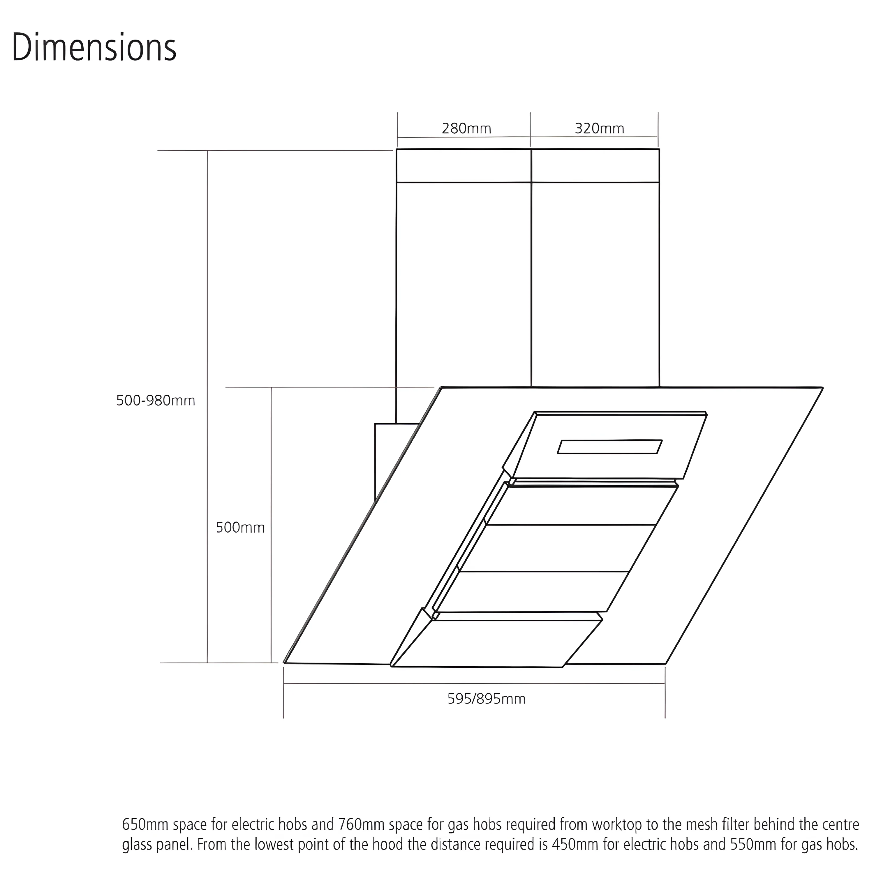 Caple SP612SS - Stainless Steel Chimney Hood - 612m3/h Extraction - A Energy - Image 2
