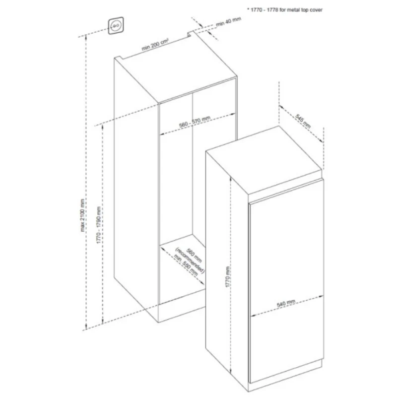 CDA CRI681 - Integrated Frost Free Freezer - F energy - Image 2