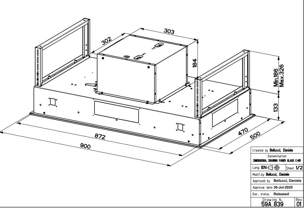 Faber C-Air KL A90 - Black / Brown 90cm Ceiling Integrated Extractor - 700 M³/H - A Energy Rated - Image 2