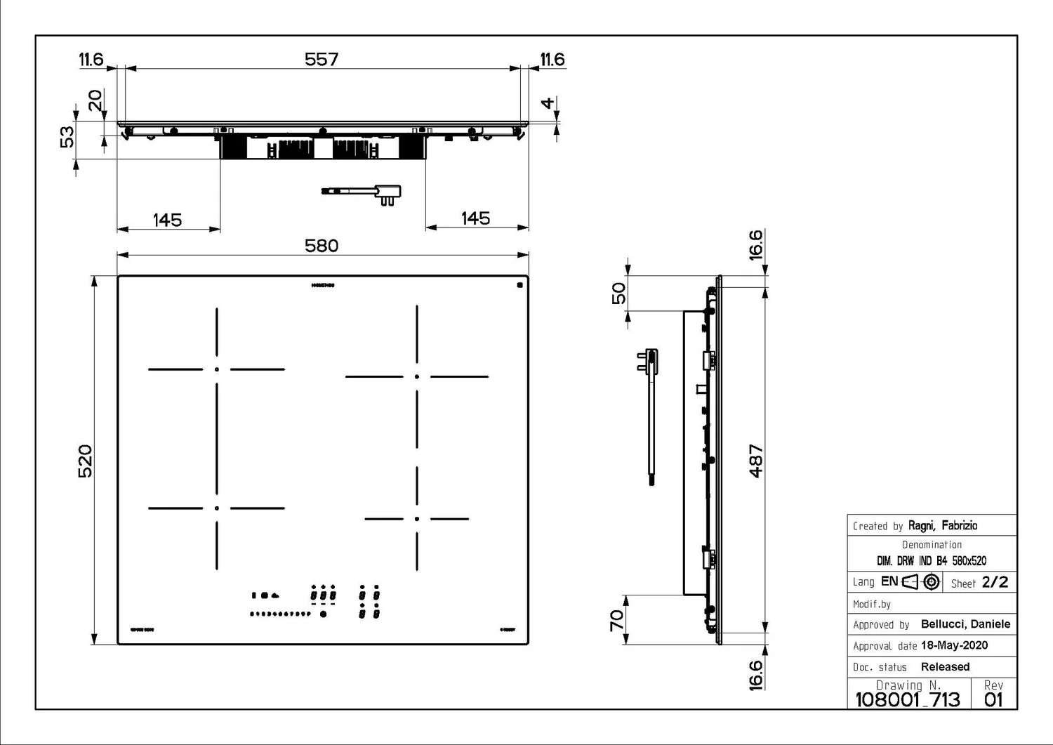 Faber FCH 64 GR KL - Grey 4 Zone Induction Hob - 58cm - A Energy Rating - Image 3