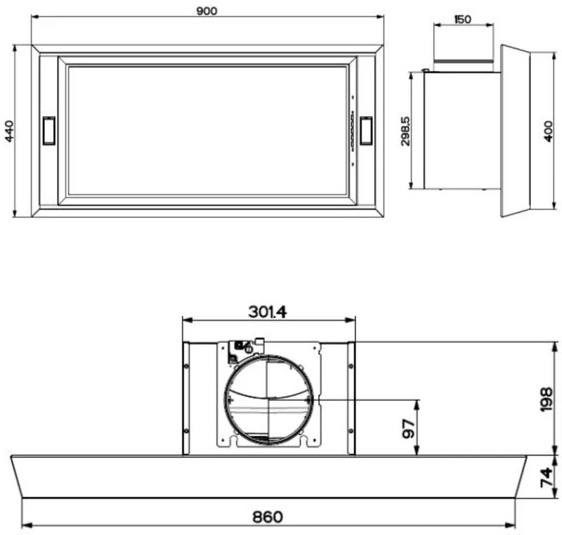 Faber HEAVEN-COMPACT-EV8-X-A90 - Stainless Steel/White Glass 90cm Ceiling Extractor - B Energy Rated - Image 5
