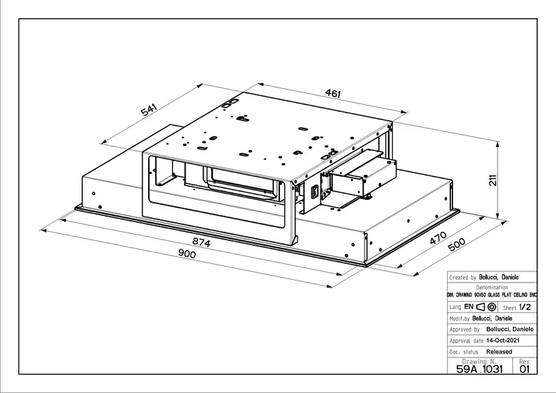 Faber HEAVEN-GLASS-3-0-WH-SLIM-KL-A90 - White Glass Ceiling Extractor - 90cm - A+ Energy - Image 3