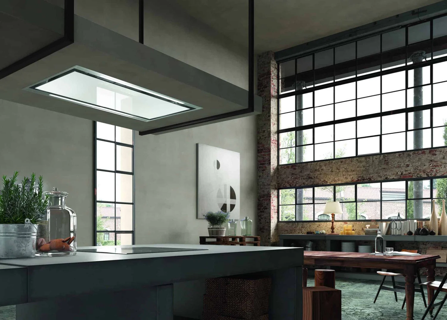 Faber Sky Light WH KL A90 - White Glass / Stainless Steel Ceiling Integrated Extractor - 700 M³/H - D Energy Rating - Image 2