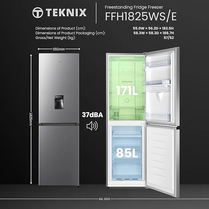 Teknix FFH1825WS/E - Silver Fridge Freezer - 256L Total Capacity - E Energy Rating - Image 4