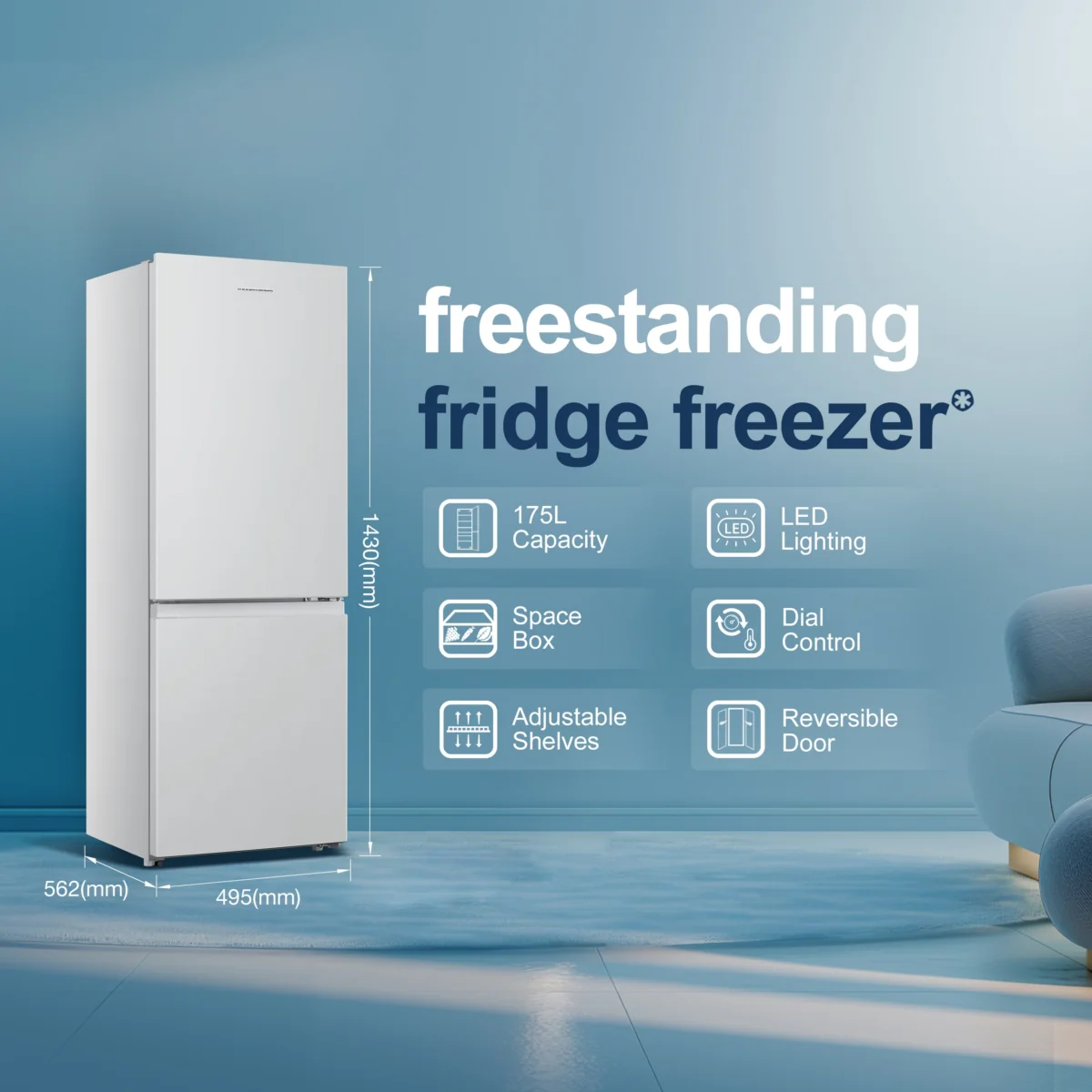 Fridgemaster MC50175A - White Fridge Freezer - 175L - E Energy Rating - Image 2