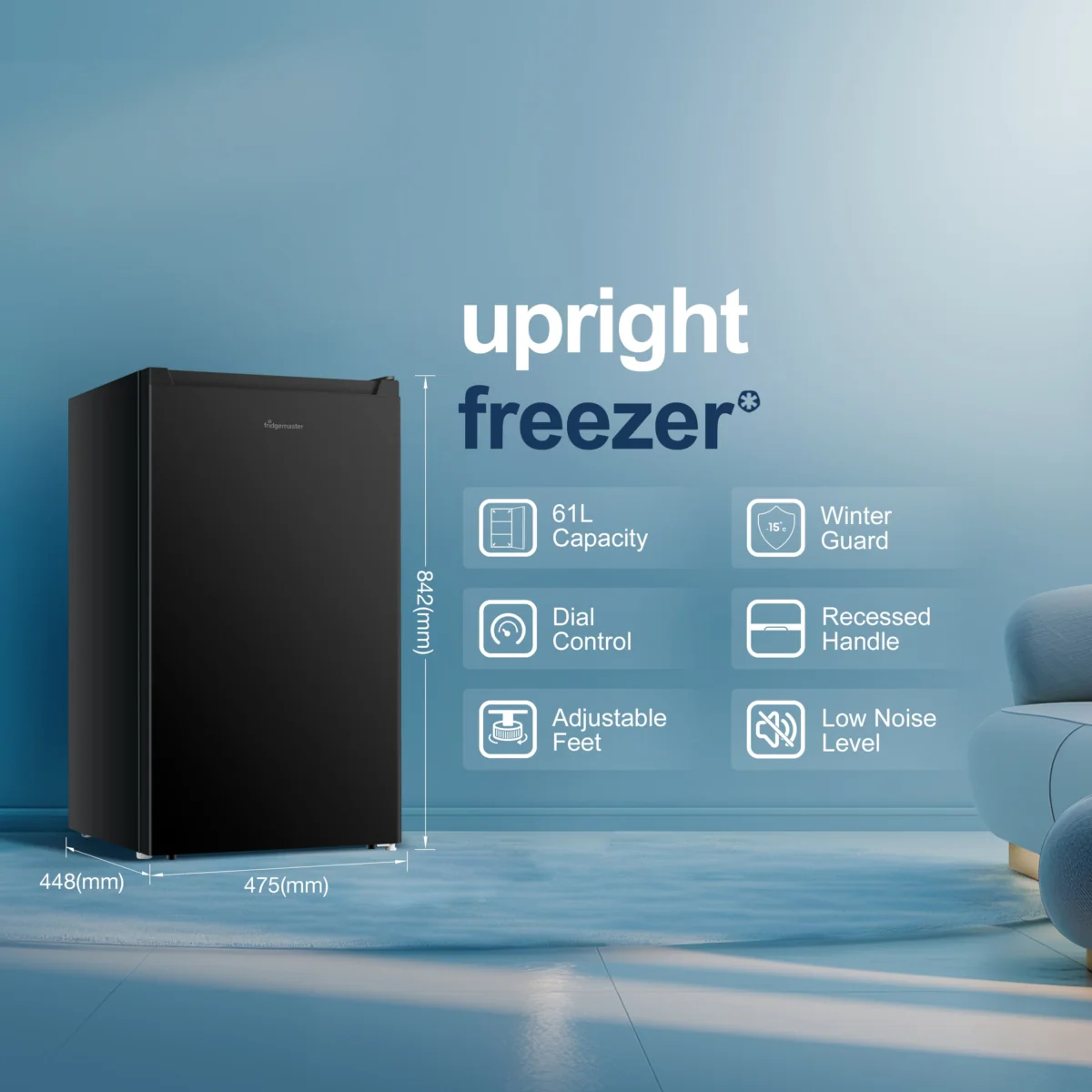 Fridgemaster MUZ4860EB - Black Under Counter Freezer - 61 Litres - E Energy Rating - Image 3