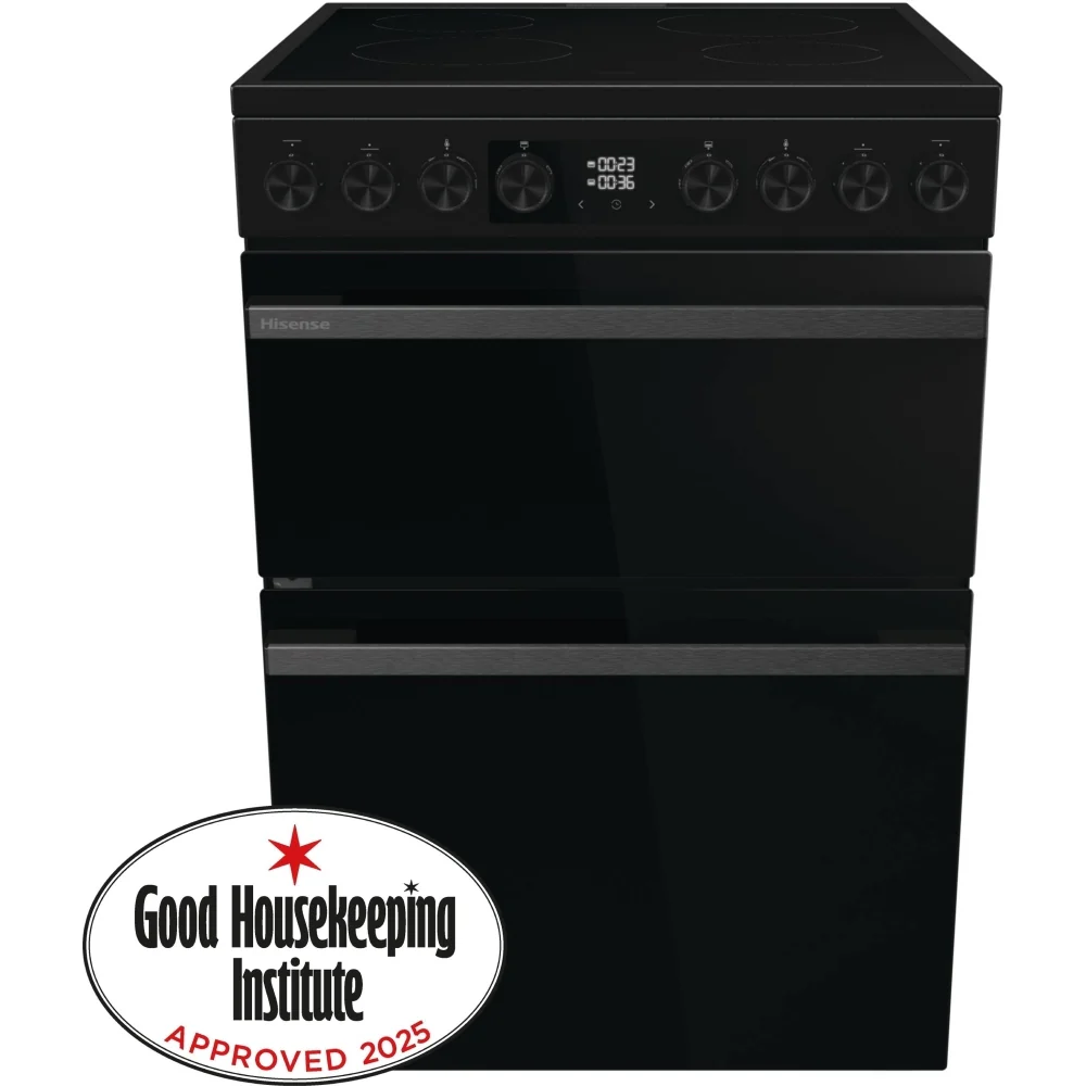 Hisense HDCEC6C20B - Black Electric Double Oven Cooker - Ceramic Hob - A Rated - Image 2