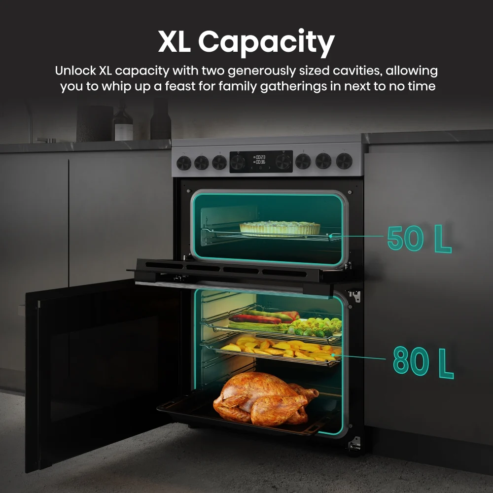 Hisense HDCEC6C20X - Stainless Steel Electric Cooker - Double Oven - A Rated - Image 4