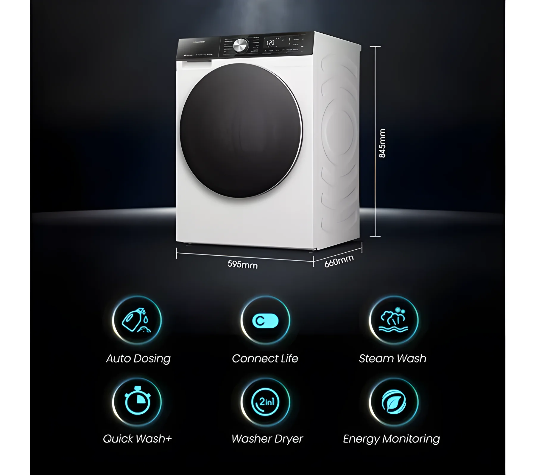 Hisense WD5S1045BW - White 10.5KG Washer Dryer - 1400 RPM - D Energy Rating - Image 4