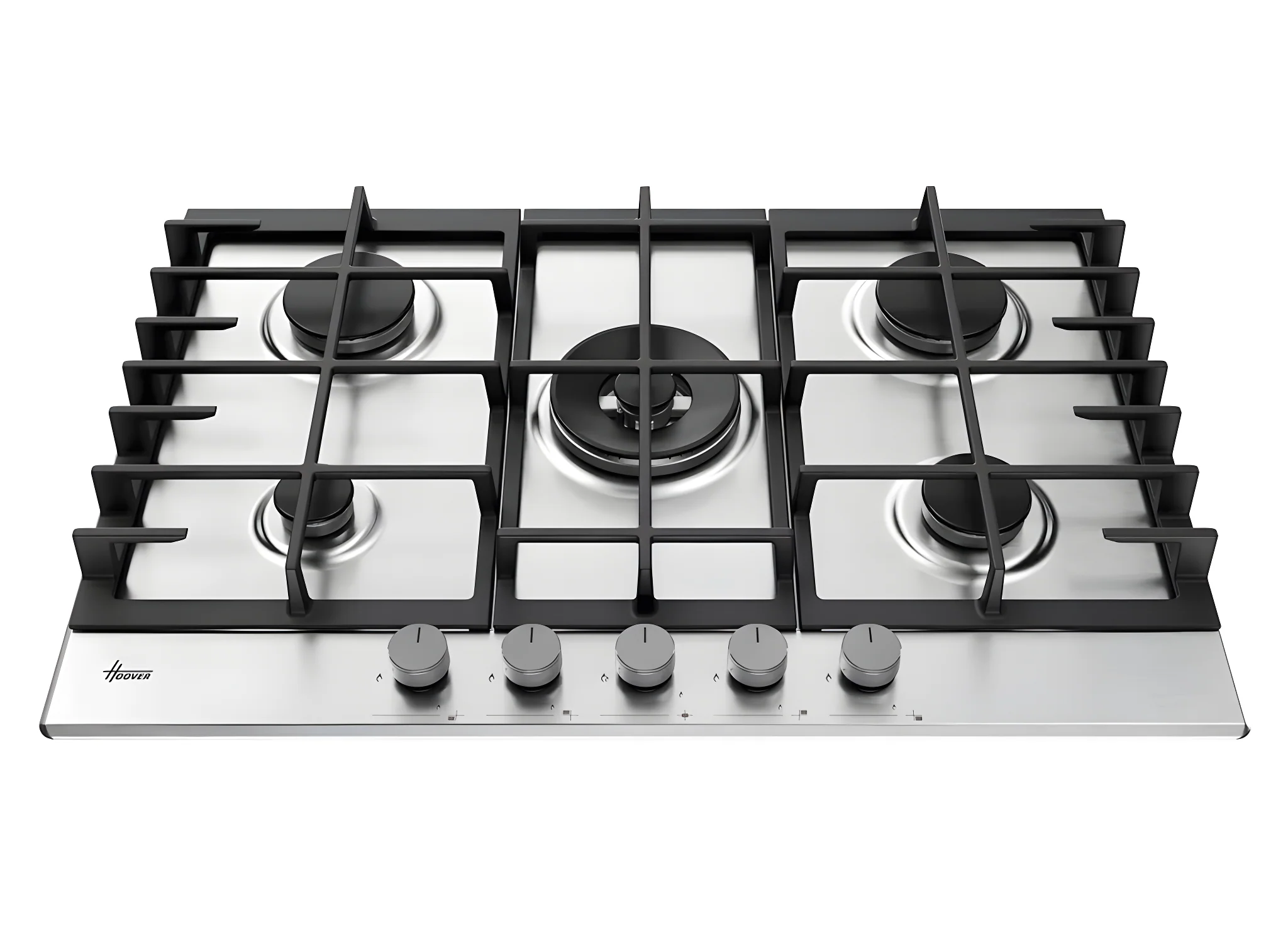 Hoover HGH75WC3X - Stainless Steel 75cm Gas Hob - 5 Burners - 4kW Wok Burner - Image 2