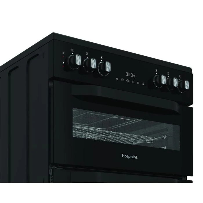 Hotpoint HDE6VDC2B1 - Black Electric Double Cooker - 60cm Ceramic Hob - A Rated - Image 2