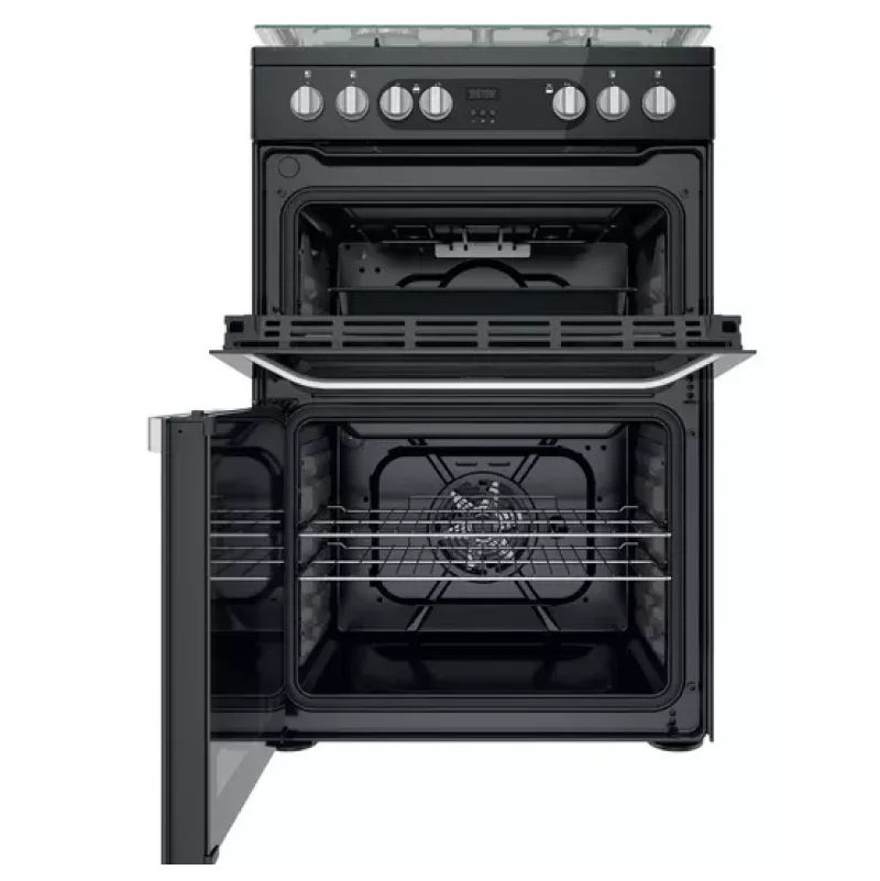 Hotpoint HDM67G9C2CB/UK - Black 4 Zone Dual Fuel Cooker - Catalytic cleaning - A/A energy - Image 2