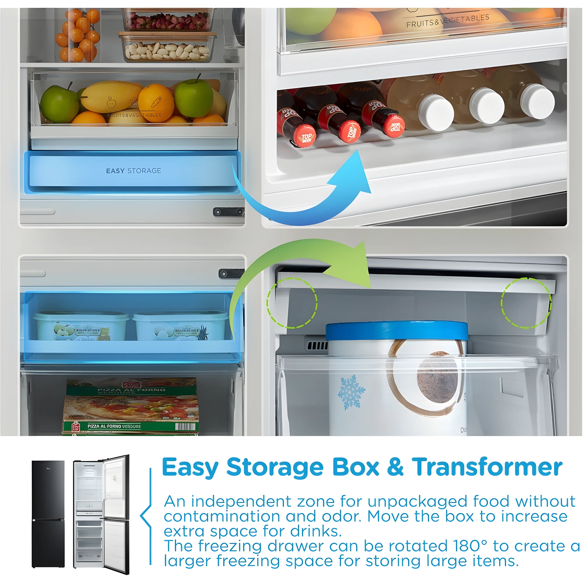 Midea MDRB379FGD30 - Black Fridge Freezer - 273L 60/40 Total No Frost - D Rated - Image 5