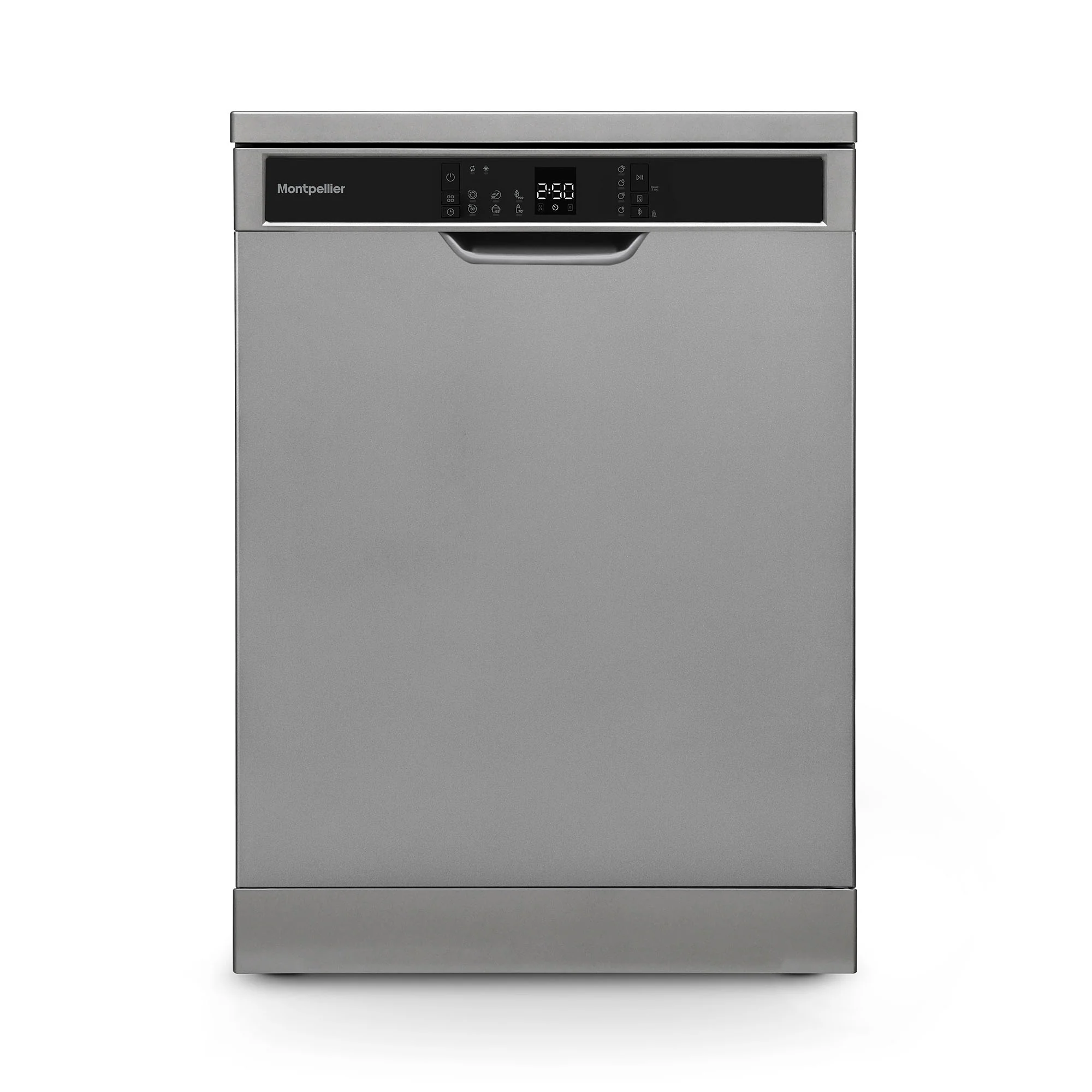 Montpellier MDWD1464S - Silver 14 Place Setting Dishwasher - 6 Programmes - 4 Temperatures - Freestanding - D Energy Rating