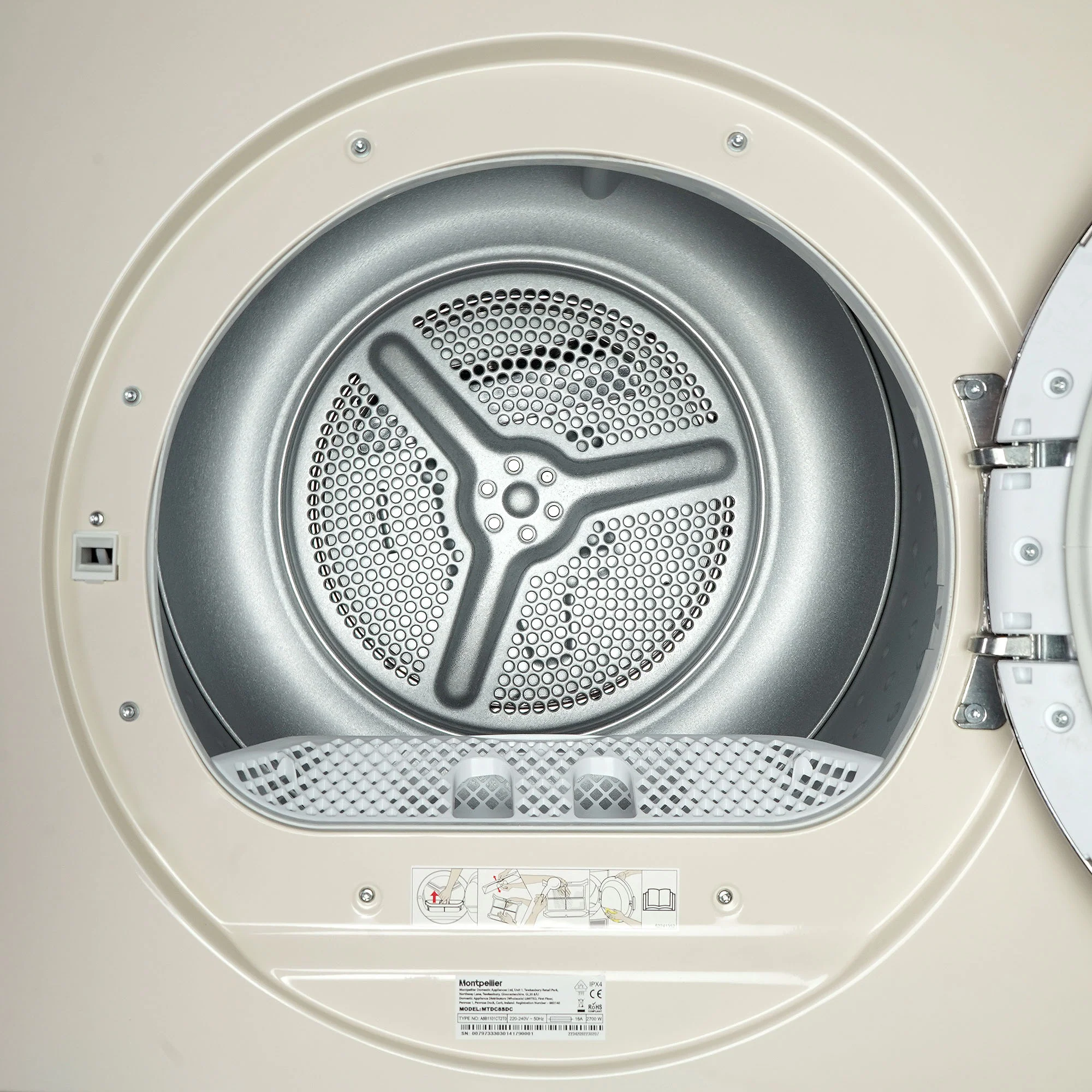 Montpellier MTDC8SDC - Cream 8KG Condenser Tumble Dryer - Sensor Dry - B energy - Image 7