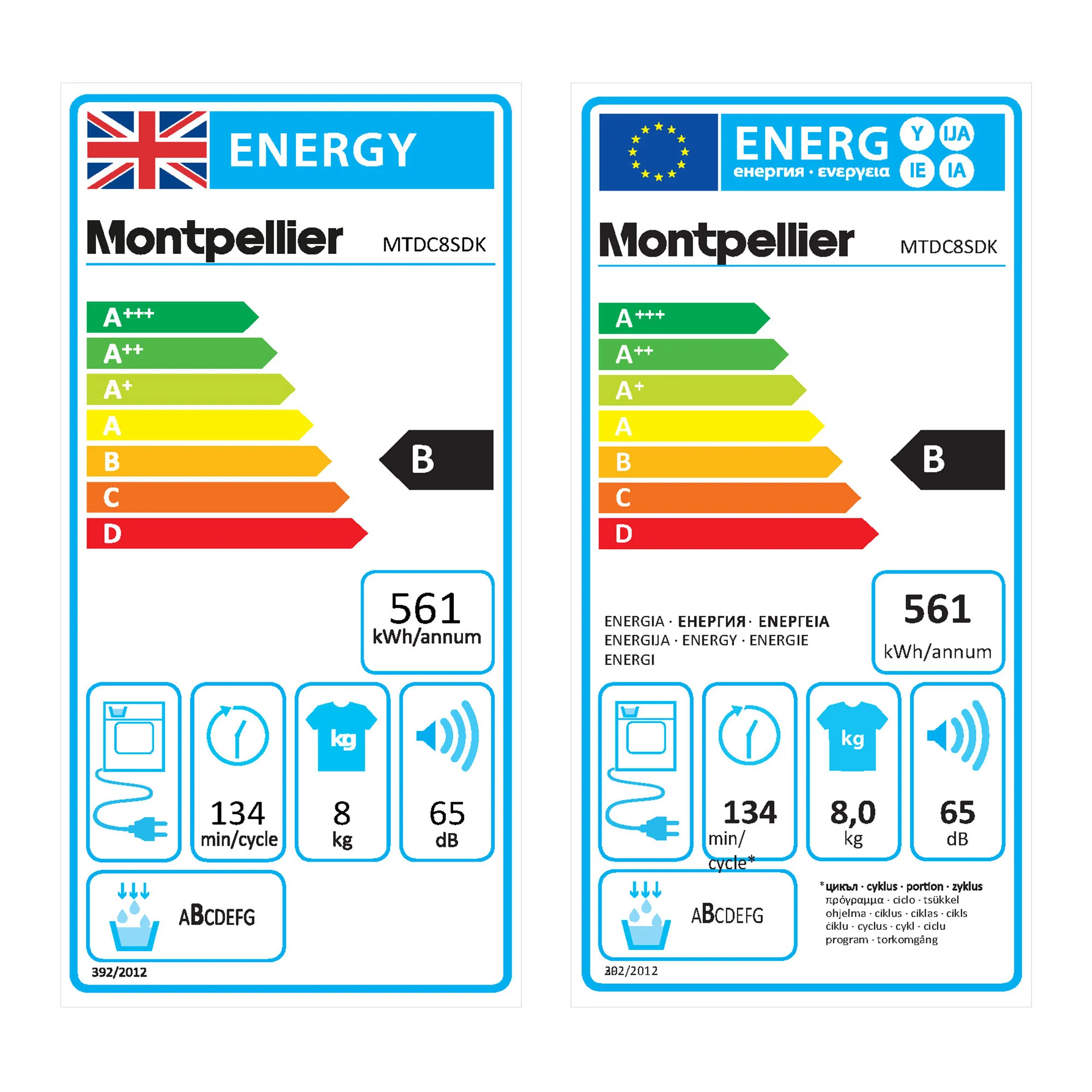 Montpellier MTDC8SDK - Black 8KG Condenser Tumble Dryer - B energy - Image 9