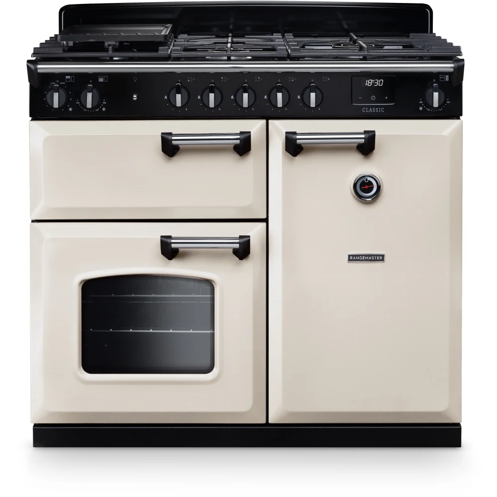 Rangemaster CL100DFPPCR/CM1 - Pale Cream/Chrome 100cm Dual Fuel Range Cooker - 80L/82L - A Energy - Image 5