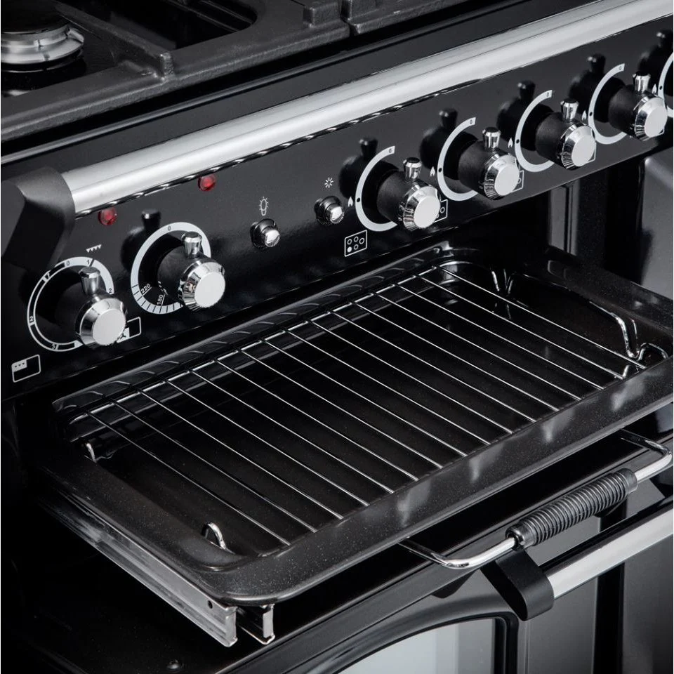 Rangemaster Classic CLA110NGFBL/C - Black/Chrome Gas Range Cooker - 86L - A+ Energy - Image 3