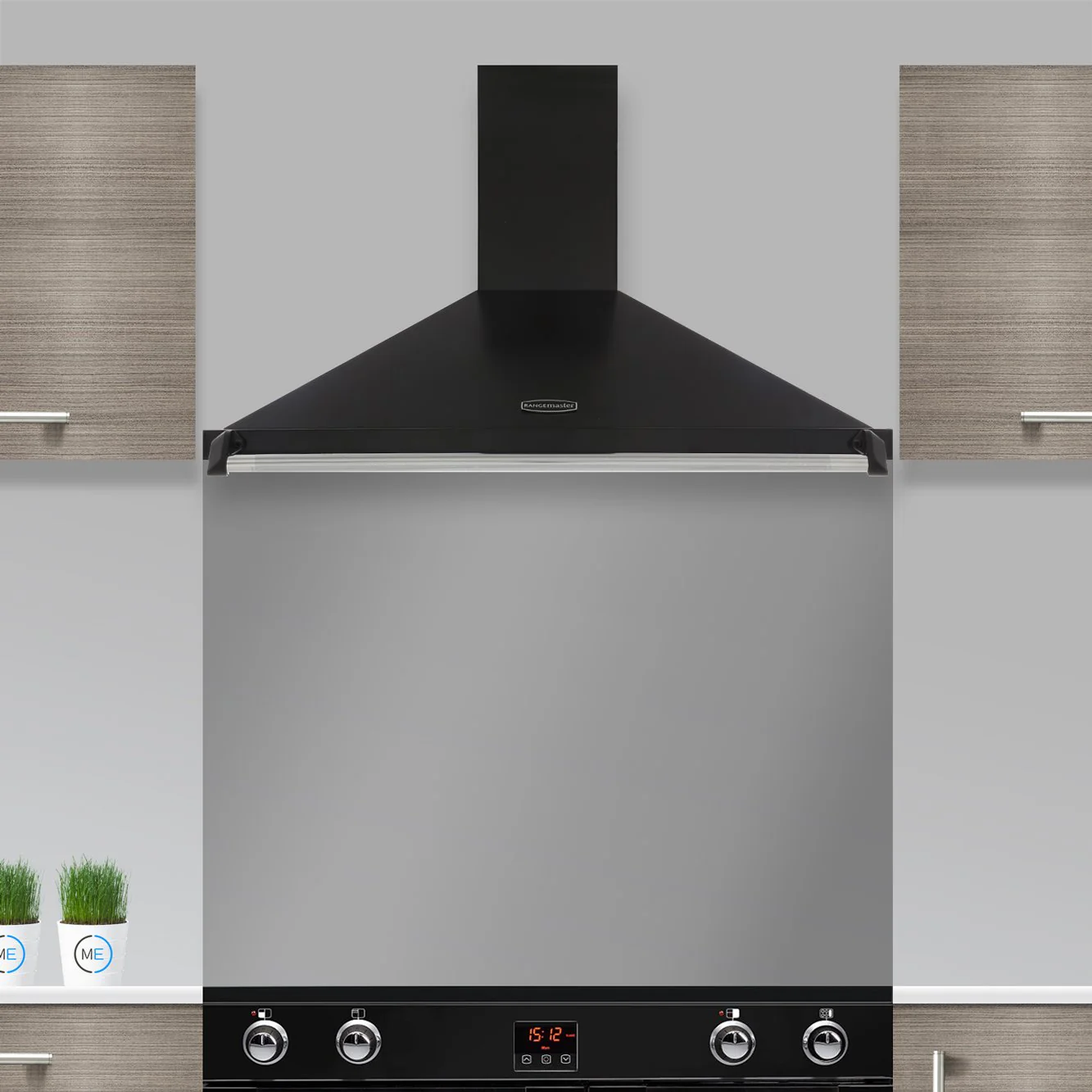 Rangemaster Classic CLAHDC90BC - Black/Chrome 90cm Chimney Cooker Hood - D Energy - Image 2