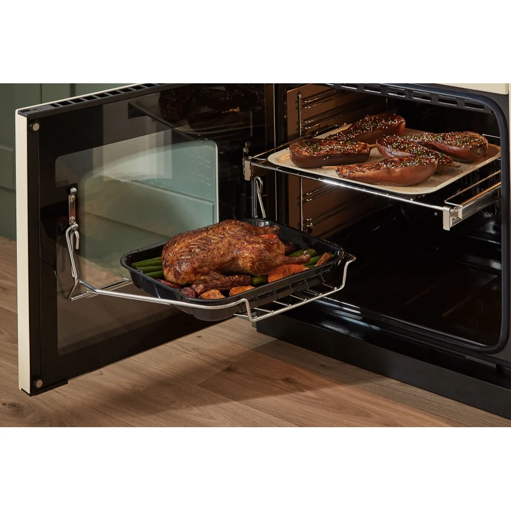 Rangemaster CLDLB110DFPBOR/AB1 Classic Deluxe - Bordeaux/Antique Brass 110cm Dual Fuel Range Cooker - 109L Capacity - A Energy Rating - Image 5