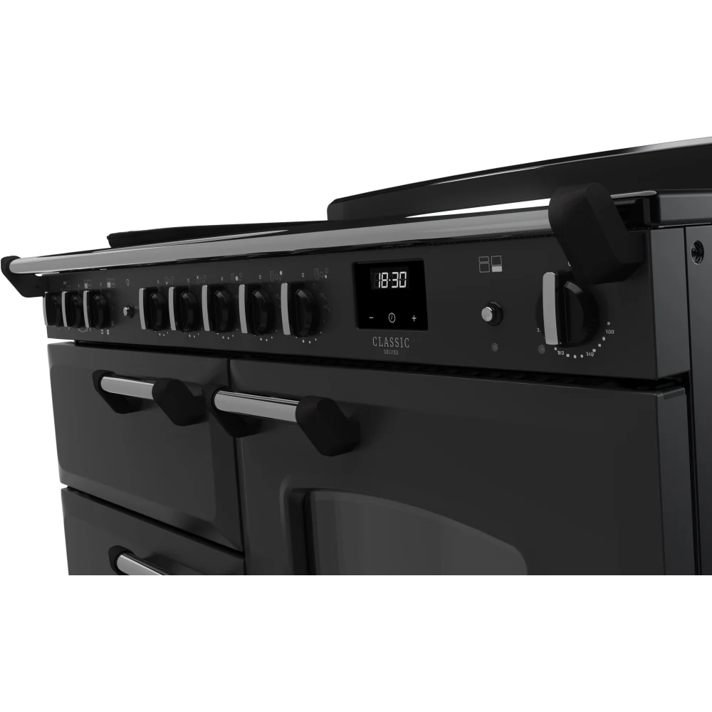 Rangemaster CLDLO110EIPCBL/CM1 Classic Deluxe - Charcoal Black/Chrome Range Cooker - 110cm Induction - A Energy - Image 3
