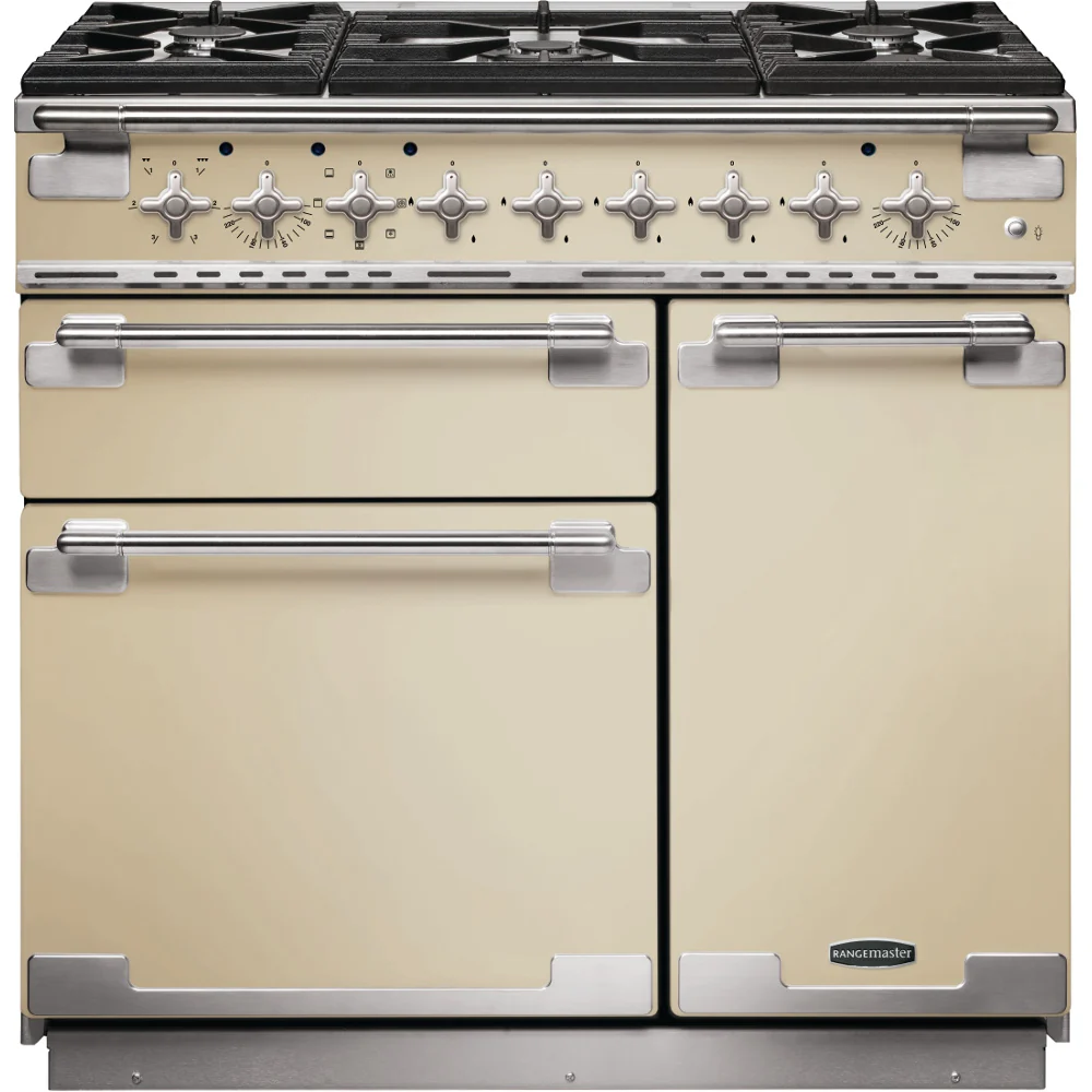 Rangemaster ELS90DFFCR - Cream/Chrome 90cm Dual Fuel Range Cooker - Twin Cavity - A Rated