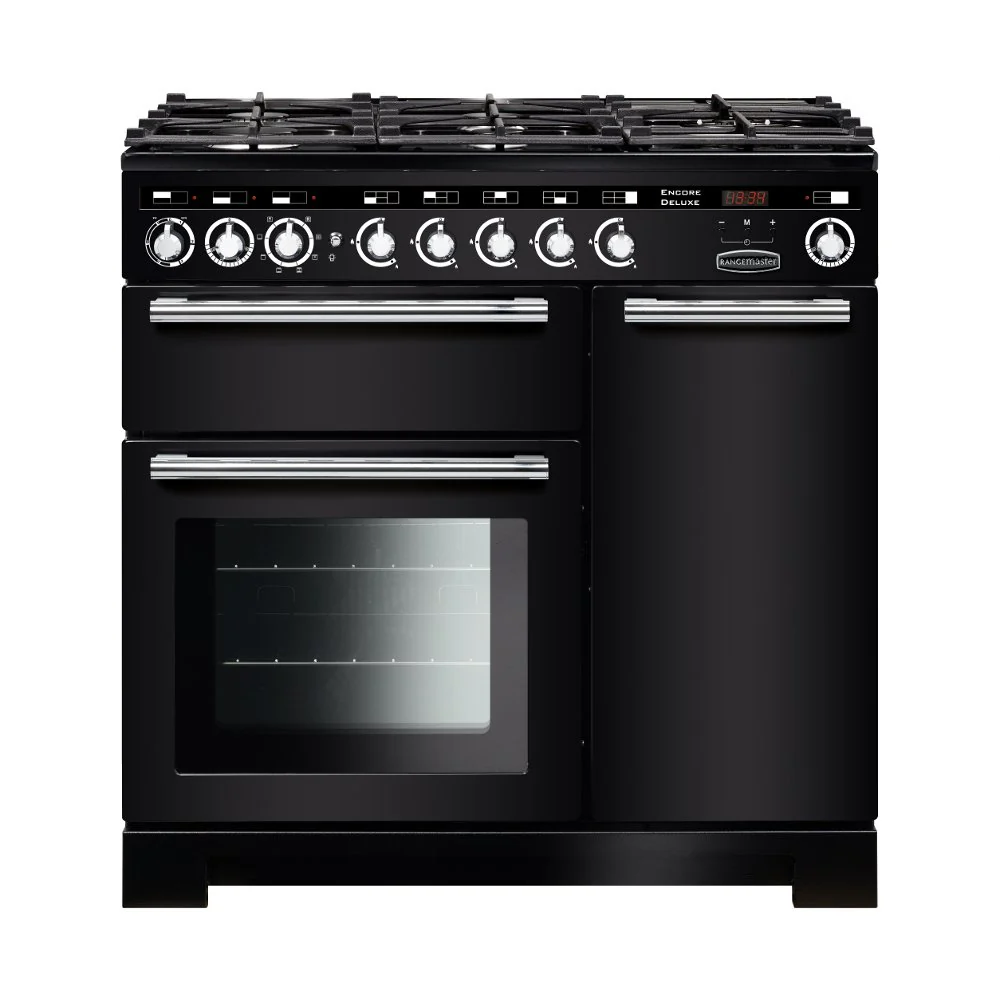 Rangemaster Encore EDL90DFFBL/C - Black Dual Fuel Range Cooker - 90cm - A Rated