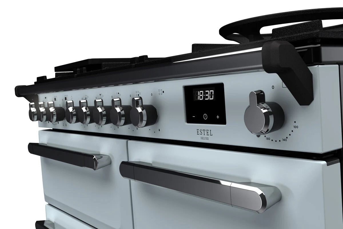 Rangemaster ESDL100DFPMSB/CM1 Estel Deluxe 100cm Dual Fuel Misty Blue/Chrome - Image 2