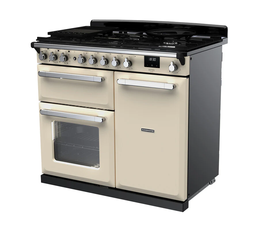 Rangemaster ESDL100DFPPCR/CM1 Estel Deluxe 100cm Dual Fuel Pale Cream/Chrome - Image 3