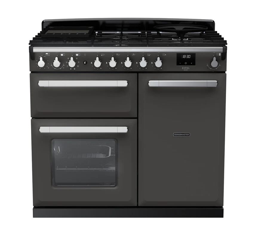 Rangemaster ESDL100DFPSLT/CM1 Estel Deluxe 100cm Dual Fuel Slate/Chrome