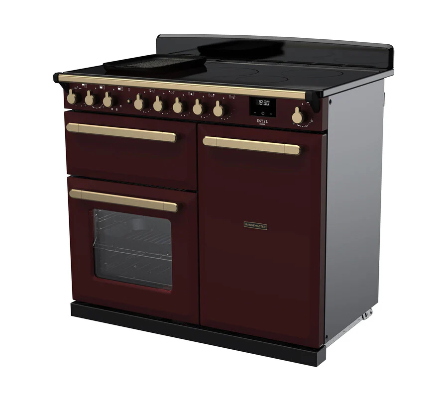 Rangemaster ESDL100EIPBOR/AB1 Estel Deluxe 100cm Induction Bordeaux/Antique Brass - Image 3