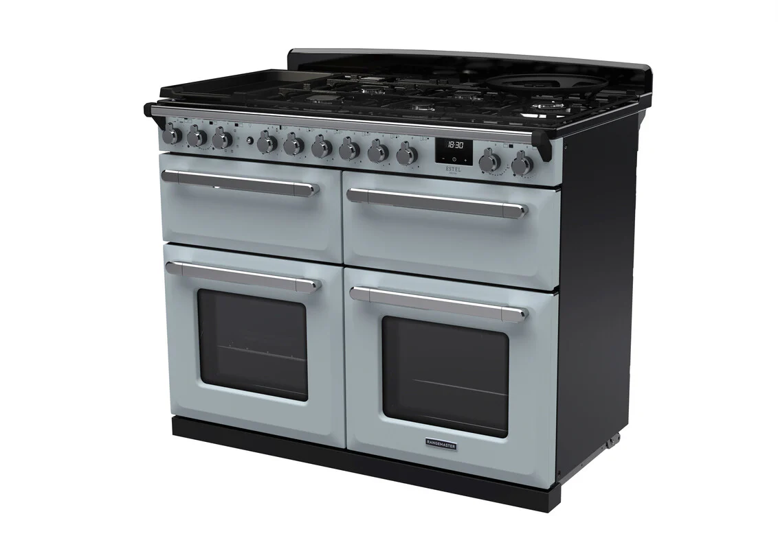Rangemaster ESDLB110DFPMSB/CM1 Estel Deluxe 110cm BC Dual Fuel Misty Blue/Chrome - Image 3