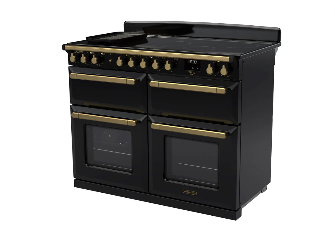 Rangemaster ESDLB110EIPGBL/AB1 Estel Deluxe 110cm BC Induction Black/Antique Brass - Image 2