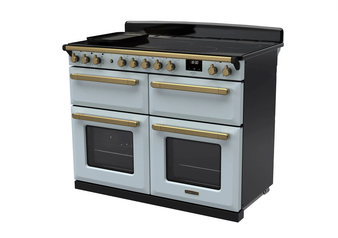 Rangemaster ESDLB110EIPMSB/AB1 Estel Deluxe 110cm BC Induction Misty Blue/Antique Brass - Image 2