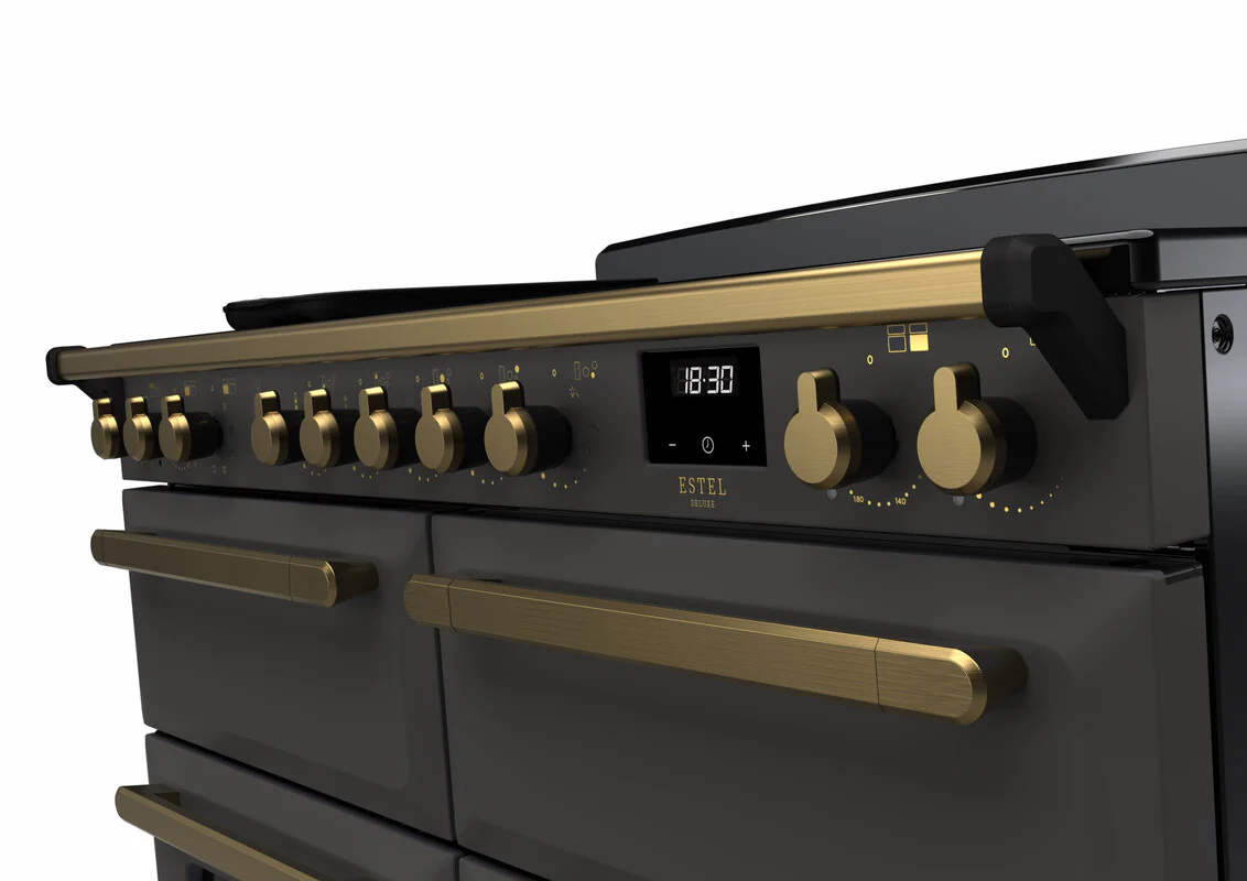 Rangemaster ESDLB110EIPSLT/AB1 Estel Deluxe 110cm BC Induction Slate/Antique Brass - Image 2