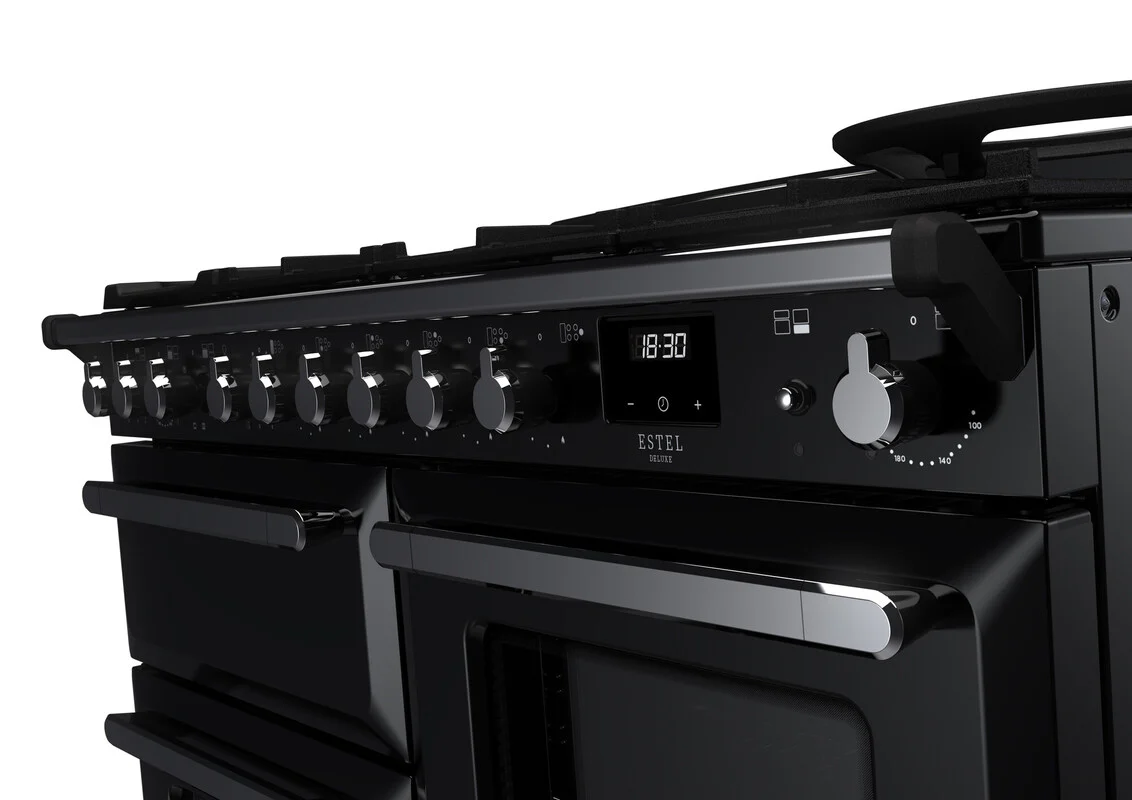 Rangemaster ESDLO110DFPGBL/CM1 Estel Deluxe 110cm Dual Fuel Black/Chrome - Image 3